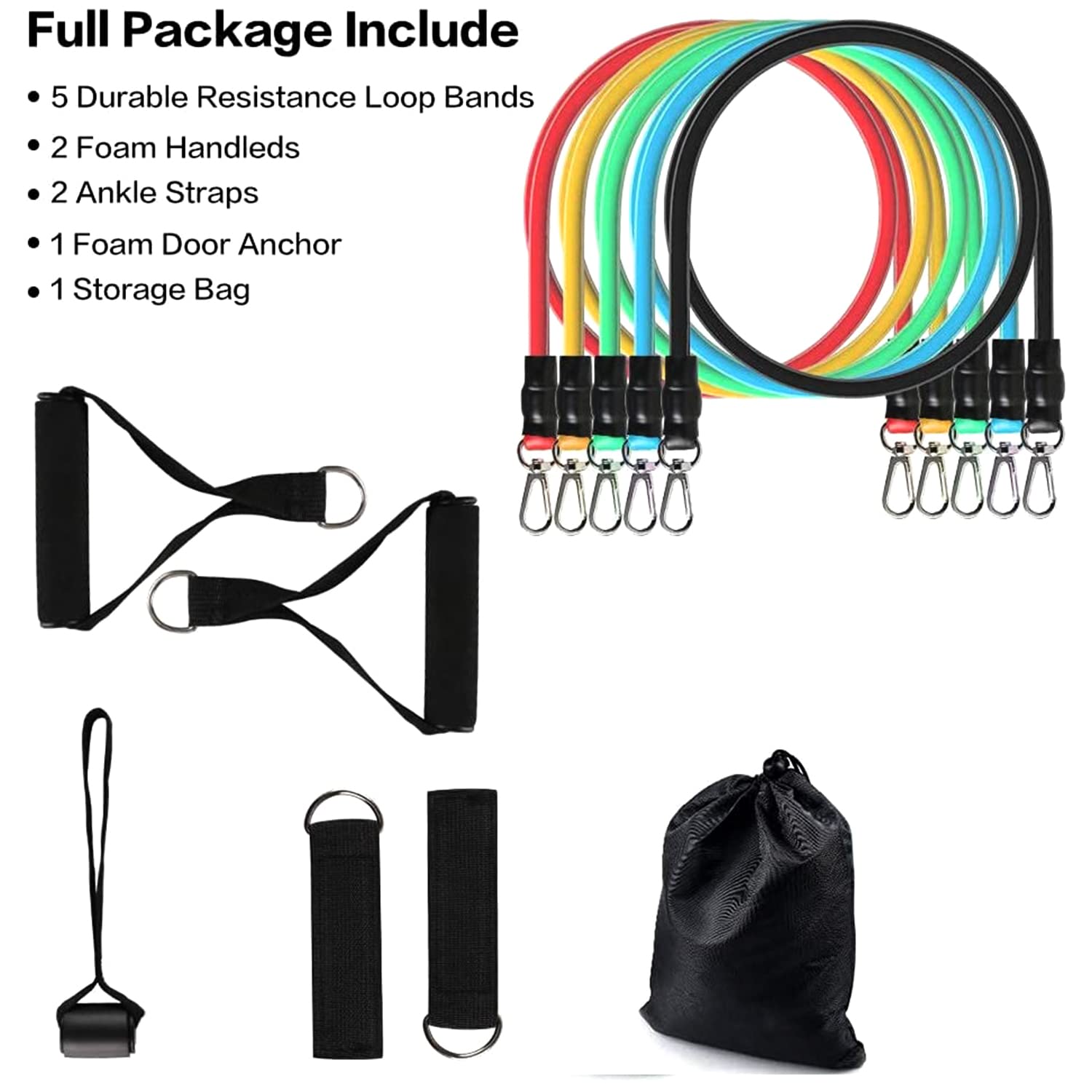 Premium Resistance Bands Set – Stackable up to 110 lbs for Full-Body Training