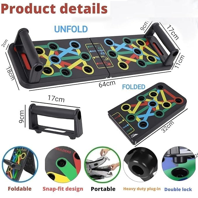 Premium 15-in-1 Foldable Push-Up Board – Home Gym Strength & Fitness Trainer
