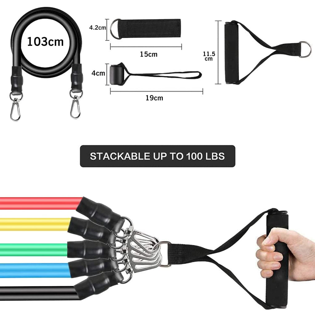 Premium Resistance Bands Set – Stackable up to 110 lbs for Full-Body Training