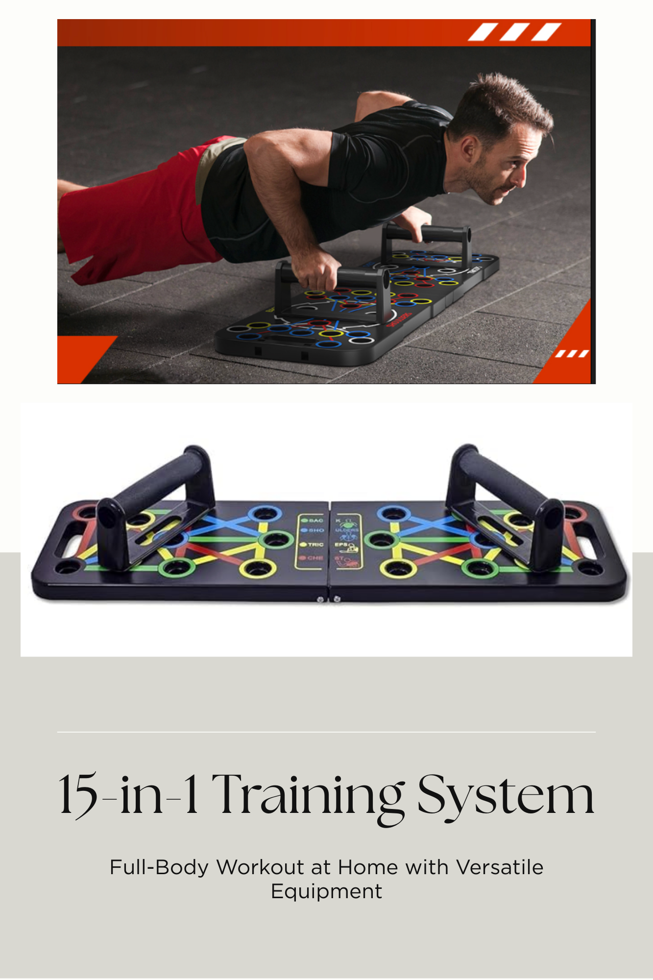 Premium 15-in-1 Foldable Push-Up Board – Home Gym Strength & Fitness Trainer