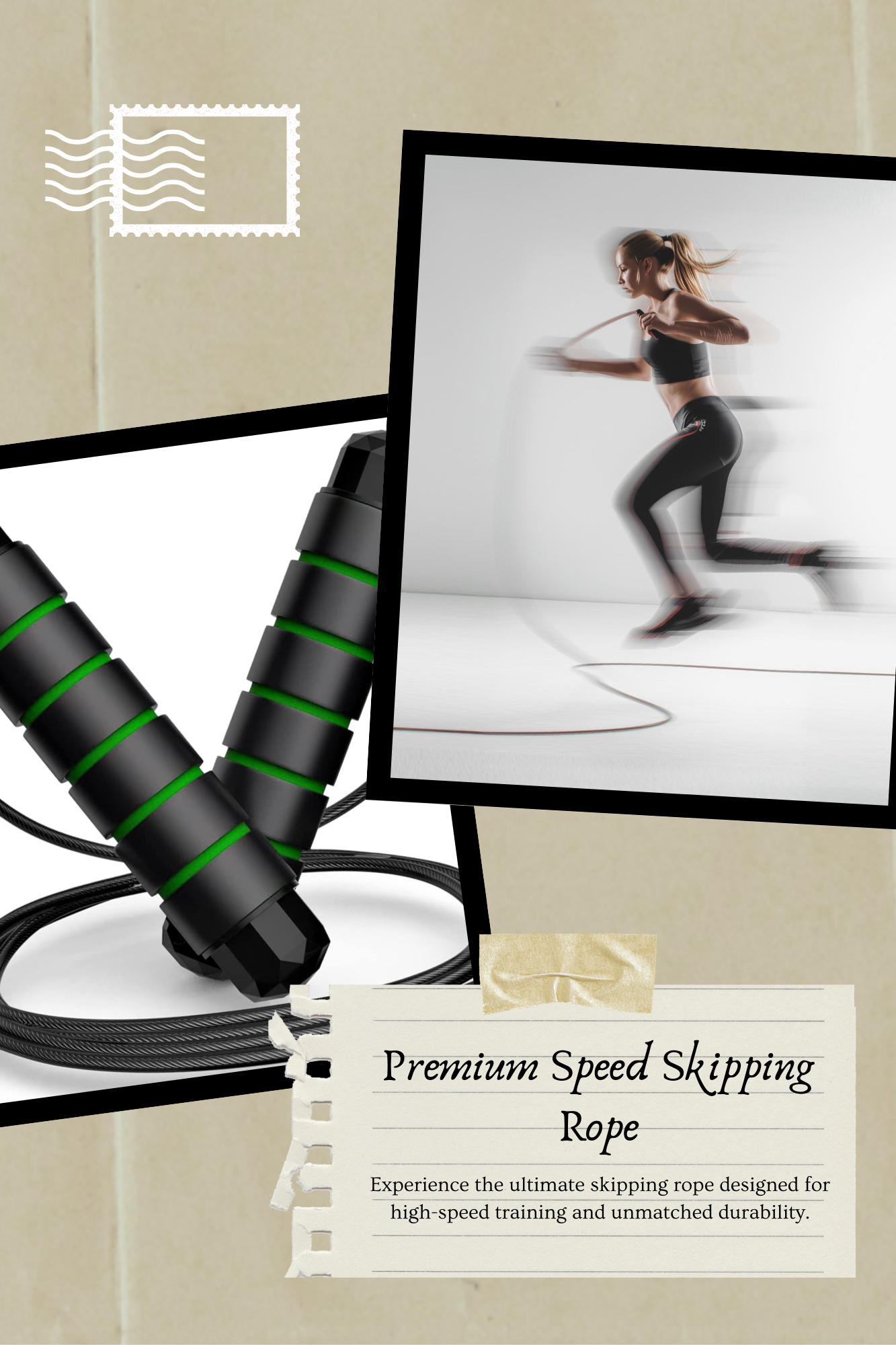 Premium Speed Skipping Rope – High-Speed Training & Durable Cable Design (Black & Green)